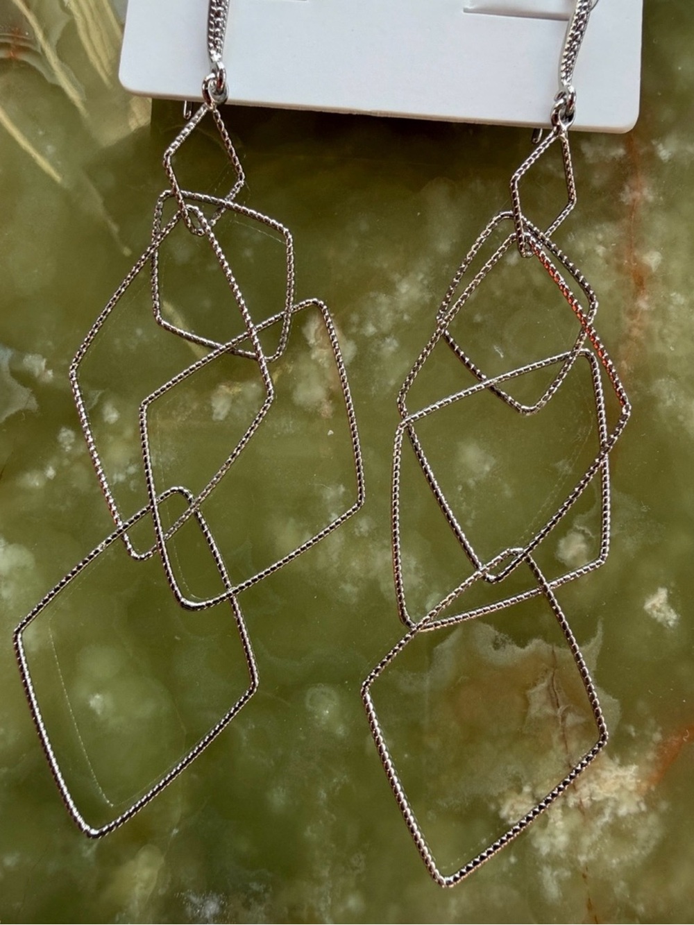 Chico's Silver Geo Link Earrings